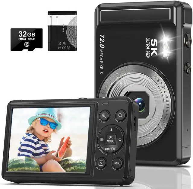 Main image of 5K 72MP Digital Camera - with 16X Zoom Autofocus Point and Shoot Digital Camera, 2.8" Screen Compact Portable Vlogging Camara with 32GB Card for Teens Boys Girls