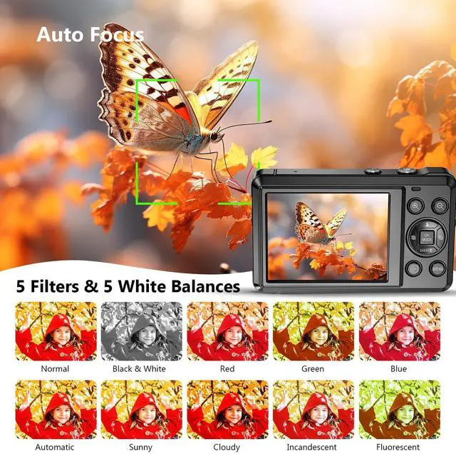 Alt view image 5 of 5 - 5K 72MP Digital Camera - with 16X Zoom Autofocus Point and Shoot Digital Camera, 2.8" Screen Compact Portable Vlogging Camara with 32GB Card for Teens Boys Girls