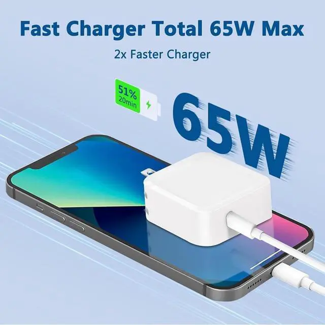 Alt view image 3 of 5 - 65W GaN USB-C Charger for HP OmniBook X & EliteBook - AI-Ready Power Slim Fast Adapter for Next-Gen AI PCs