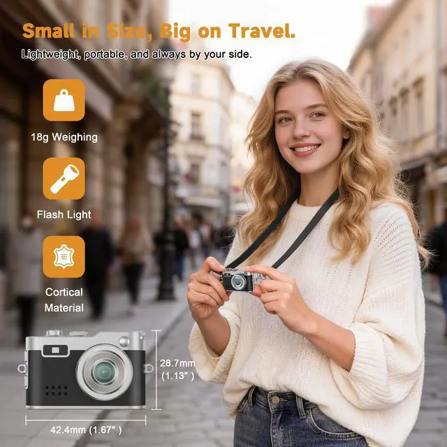 Alt view image 2 of 7 - Mini Keychain Digital Camera, 18g Ultra-Light Portable Small Camera with 32GB Card, 1080P HD Video & 2MP Photo, Small Pocket Camera with Flash & Filters for Travel, Party, Creative Gift (Black)