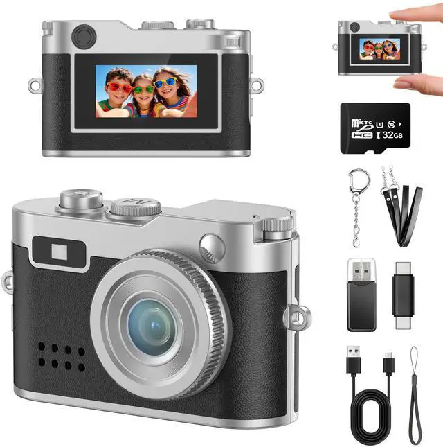 Main image of Mini Keychain Digital Camera, 18g Ultra-Light Portable Small Camera with 32GB Card, 1080P HD Video & 2MP Photo, Small Pocket Camera with Flash & Filters for Travel, Party, Creative Gift (Black)