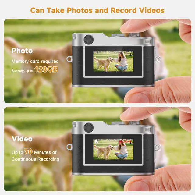 Alt view image 5 of 7 - Mini Keychain Digital Camera, 18g Ultra-Light Portable Small Camera with 32GB Card, 1080P HD Video & 2MP Photo, Small Pocket Camera with Flash & Filters for Travel, Party, Creative Gift (Black)