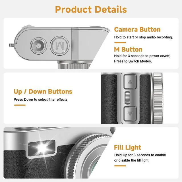 Alt view image 3 of 7 - Mini Keychain Digital Camera, 18g Ultra-Light Portable Small Camera with 32GB Card, 1080P HD Video & 2MP Photo, Small Pocket Camera with Flash & Filters for Travel, Party, Creative Gift (Black)