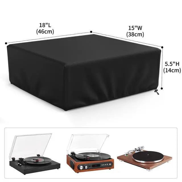 Alt view image 3 of 7 - Record Player Turntable Cover Turntable Dust Cover Suitable for Universal Record Players 18"L x 15"W x 5.5"H Black