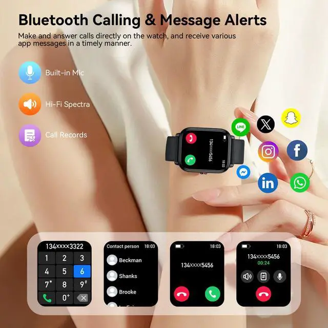 Alt view image 5 of 6 - Smart Watch for Men Women (Answer/Make Calls),1.83" HD Touchscreen Fitness Tracker, 480Hrs Playtime,112+ Sports Modes,Fitness & Sleep Tracker,Health,Fitness Watch for Android/iOS,IP68 Waterproof,Black