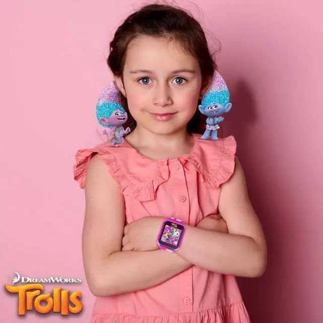 Alt view image 5 of 6 - DreamWorks Trolls World Tour Kids Smartwatch with Selfie Video Camera Alarm Stopwatch Games Voice Recorder Calculator Step Calorie Counter Pink Silicone Strap Fits 5.5"-8" Wrists