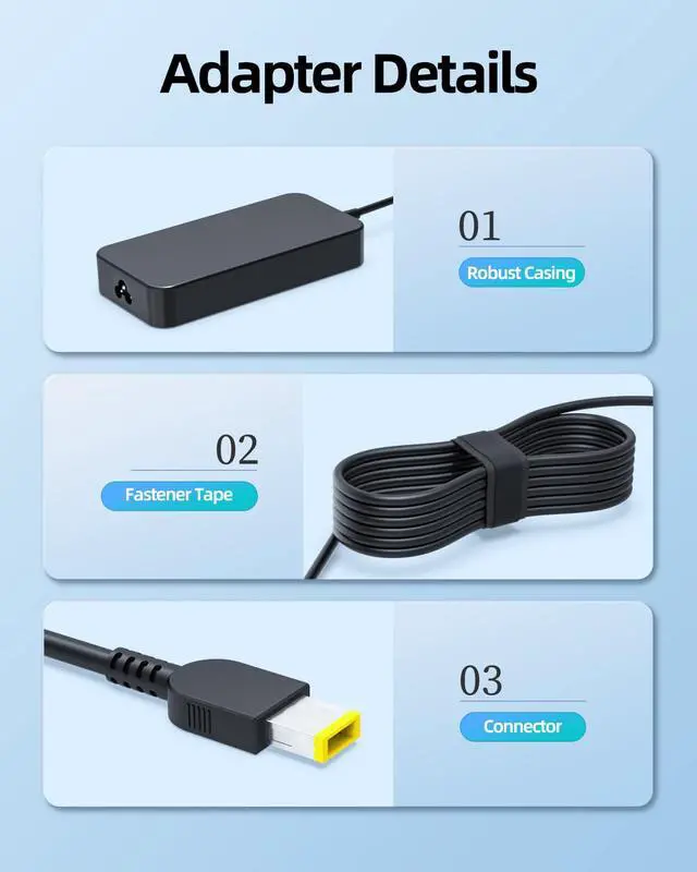Alt view image 4 of 7 - 135W AC Charger Fit for Lenovo Legion Y520 Y530 Y730 Y740 Y7000 Y7000P Y520-15IKBA Y520-15IKBM 5-15ARH05 4X20E50558 Slim Tip Laptop Adapter Power Supply