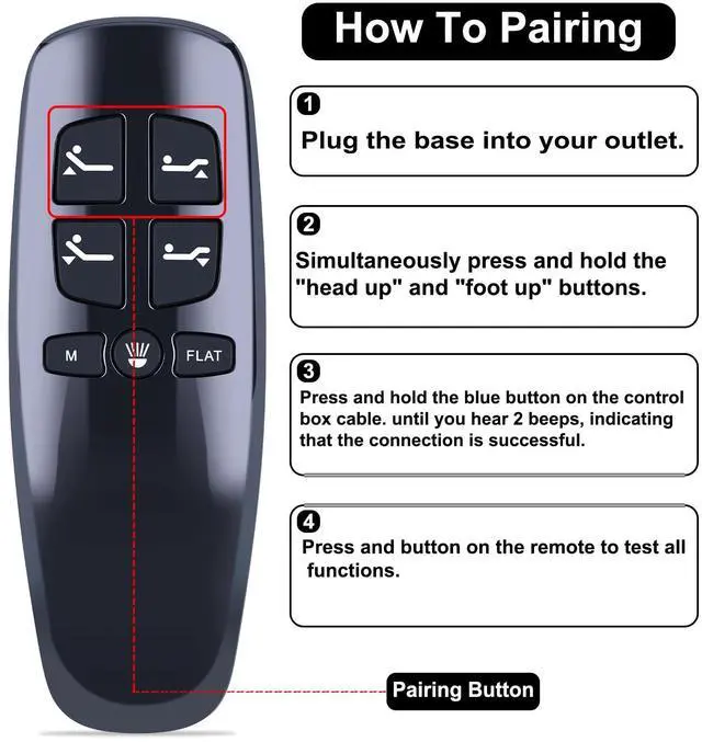Alt view image 2 of 7 - Richmat HJH13D Remote Control Replacement, Non-Universal, for Lucid L300, Bed Tech Bedtech BT2000, Milemont, AMBEE21 CastleBeds (Not BT Version) Adjustable Bed