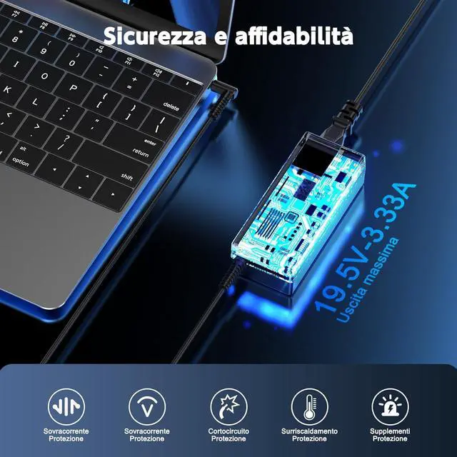 Alt view image 6 of 7 - 65W Laptop Charger Blue Tip Compatible with HP Pavilion x360 14 15 17, Envy x360 13 15 17, Elitebook 840 G5, Zbook 14u G4 G5 15u 15 G3 Notebook PC AC Adapter Power Supply Cord