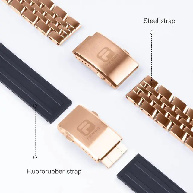 Alt view image 3 of 6 - Adjustable 316L Stainless Steel Fold Watch Buckle 18mm 20mm 22mm Double Lock Button For Rubber Stainless Wristband