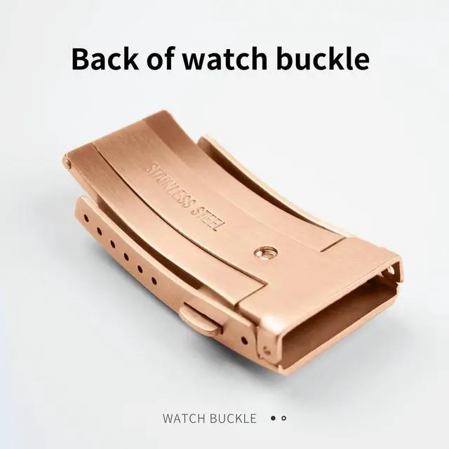 Alt view image 5 of 6 - Adjustable 316L Stainless Steel Fold Watch Buckle 18mm 20mm 22mm Double Lock Button For Rubber Stainless Wristband