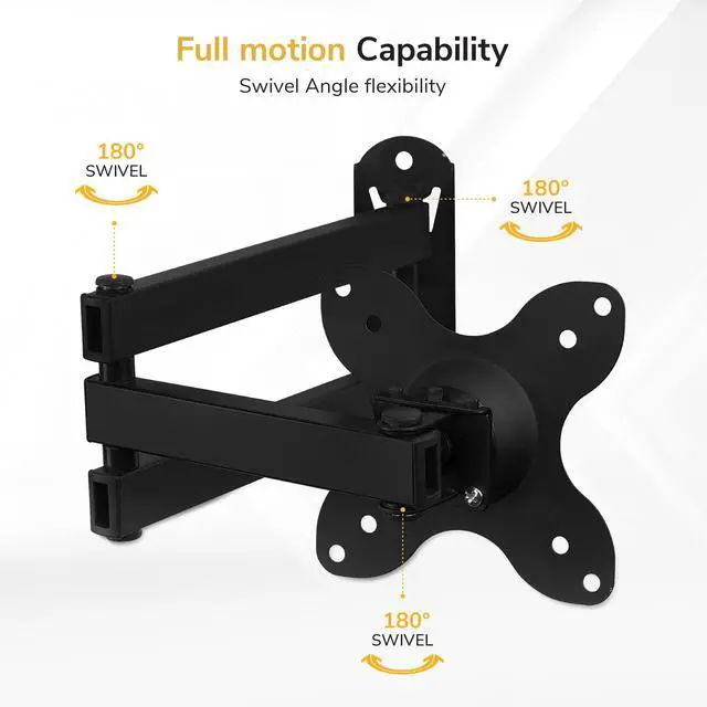 Alt view image 6 of 6 - Small TV Wall Mount, 19-30", 33 lbs | Full motion swivel tilt with 1.75-15" extension, VESA 75x75 & 100x100, single-stud mount