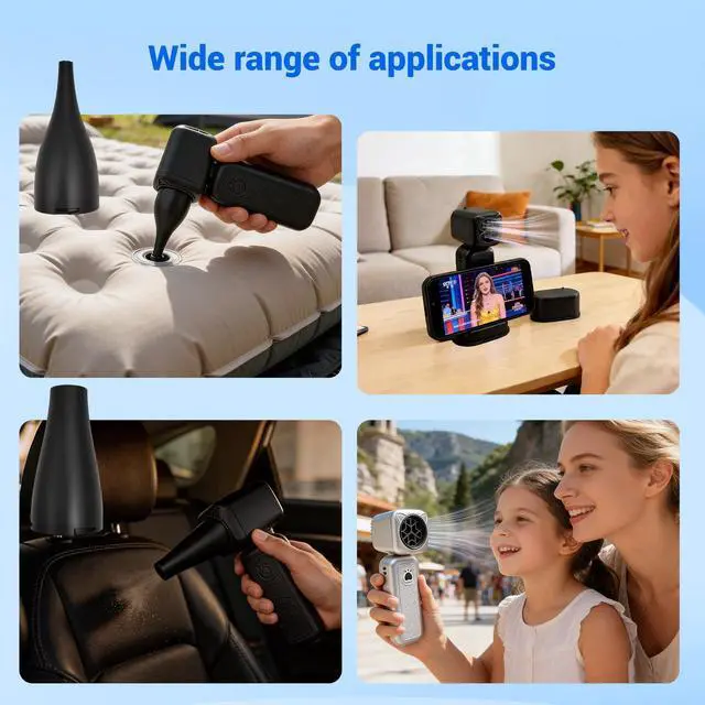 Alt view image 6 of 7 - Compressed Air Duster, 2000mAh Battery with Up to 2 Hours of Run Time, 4-in-1 Multifunctional Design, Dust Blower for Computers, Keyboards, Home, Outdoor Use, and CarsSilver