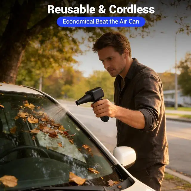 Alt view image 4 of 7 - Compressed Air Duster, 2000mAh Battery with Up to 2 Hours of Run Time, 4-in-1 Multifunctional Design, Dust Blower for Computers, Keyboards, Home, Outdoor Use, and CarsSilver
