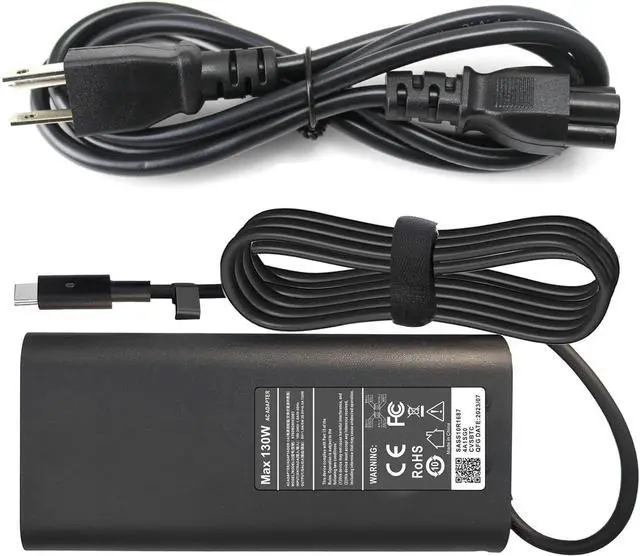 Main image of 130W USB C Laptop Charger Compatible with Dell XPS 15 9500 9510 9520 9530 | XPS 17 9700 9710 9720 9730, Precision 5550 5560 5570 5750 5760 5770, Latitude 7310 7410 9410 9510, Type C AC Adapter