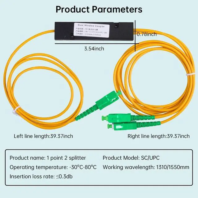 Alt view image 6 of 7 - SC/APC Fiber Optical FBT Splitter 1x2(1 in 2 Out) Singlemode 1310/1550nm for Network Signal Distribution(3 Pack)