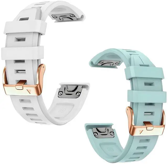 Main image of 20mm Watch Band for Garmin fenix 5s 6s 7s, Quickfit 20 Bands Rose Gold Silicone WHITE and SEA FOAM Bundle
