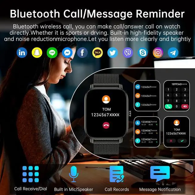 Alt view image 2 of 7 - Smart Watch for Men Women Fitness: Running Make Answer Call Digital Mens Watches Waterproof Smartwatch for Android Phone iPhone Samsung Compatible Pedometer Step Tracker Sleep SpO2 Heart Rate Monitor