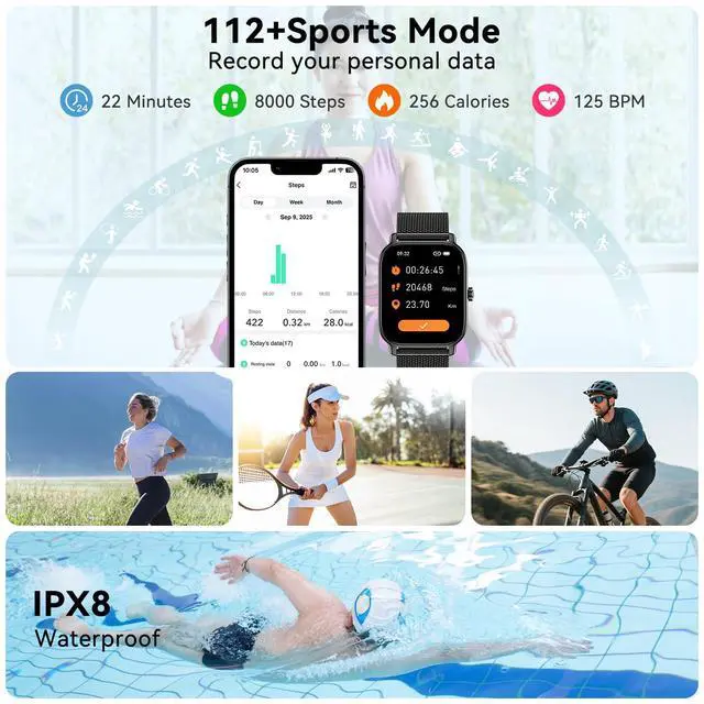 Alt view image 4 of 7 - Smart Watch for Men Women Fitness: Running Make Answer Call Digital Mens Watches Waterproof Smartwatch for Android Phone iPhone Samsung Compatible Pedometer Step Tracker Sleep SpO2 Heart Rate Monitor