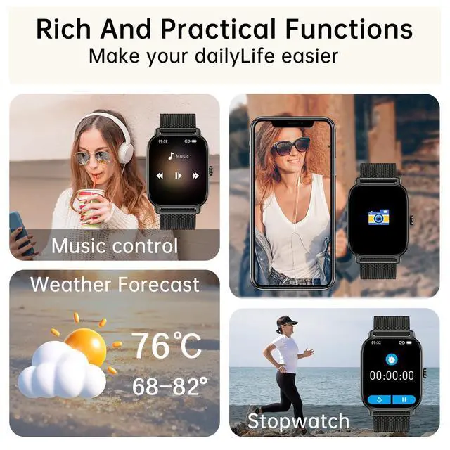 Alt view image 5 of 7 - Smart Watch for Men Women Fitness: Running Make Answer Call Digital Mens Watches Waterproof Smartwatch for Android Phone iPhone Samsung Compatible Pedometer Step Tracker Sleep SpO2 Heart Rate Monitor