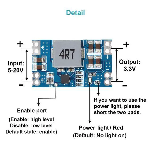 Alt view image 2 of 5 - 5 Pieces 3.3V 3A Regulator Module Mini Voltage Reducer DC to DC 12V 24V 5-20V to 3.3V Buck Converter Step-Down Power Supply Transformer Module