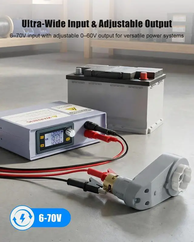 Alt view image 3 of 6 - DC Buck Converter with LCD Meter Fit for CNC DIY Power Supply Car Systems | Aluminum Heat Sink, Integrated Enclosure, Adjustable Output, Multiple Protection, 6-70V to 0-60V 20A, 1200W