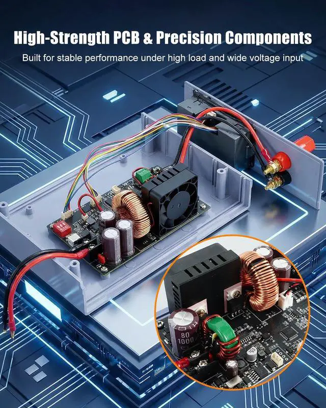 Alt view image 2 of 6 - DC Buck Converter with LCD Meter Fit for CNC DIY Power Supply Car Systems | Aluminum Heat Sink, Integrated Enclosure, Adjustable Output, Multiple Protection, 6-70V to 0-60V 20A, 1200W