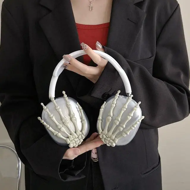 Alt view image 2 of 7 - Clear Skull Case for AirPods Max Cover - 3 in 1 Cute Skeleton Hand Funny Headphones Case for AirPods Max Ear Cups Protector Cover Accessories with Sweat-Proof Silicone Ear Pad/Headband (Skeleton Hand)