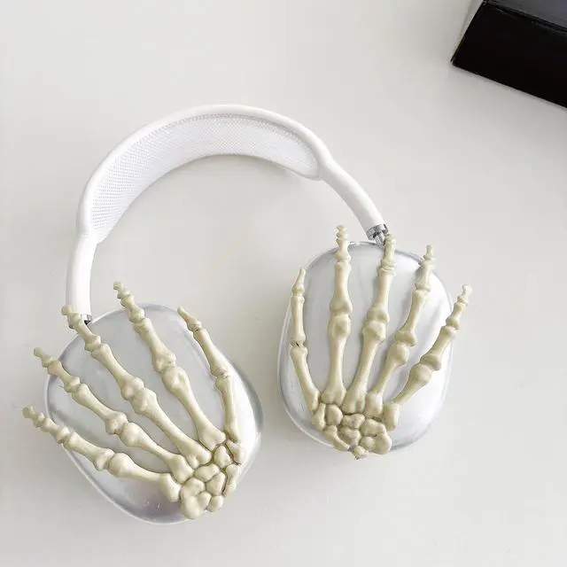 Alt view image 3 of 7 - Clear Skull Case for AirPods Max Cover - 3 in 1 Cute Skeleton Hand Funny Headphones Case for AirPods Max Ear Cups Protector Cover Accessories with Sweat-Proof Silicone Ear Pad/Headband (Skeleton Hand)