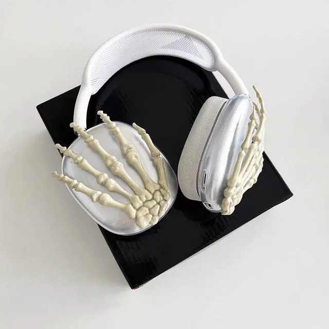 Alt view image 5 of 7 - Clear Skull Case for AirPods Max Cover - 3 in 1 Cute Skeleton Hand Funny Headphones Case for AirPods Max Ear Cups Protector Cover Accessories with Sweat-Proof Silicone Ear Pad/Headband (Skeleton Hand)