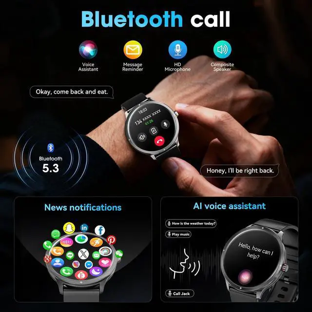 Main image of Smart Watches for Women Men, 1.75" AMOLED Smart Watch with Bluetooth Calling, Fitness Tracker with Heart Rate Sleep Monitor, IP68 Waterproof, 100+ Sports Modes, Compatible with iPhone Android