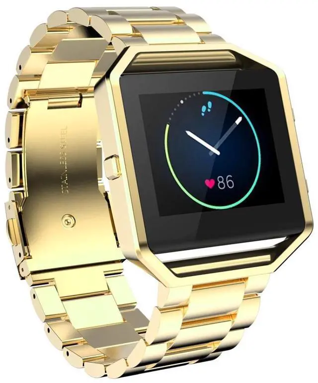 Main image of Compatible for Fitbit Blaze With Frame - Stainless Steel Adjustable Metal Wristband Bracelet Replacement Strap for Smart Watch - for Women and Men