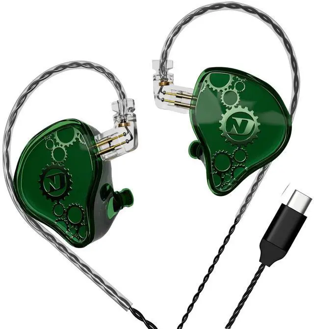 Main image of ND Venus in Ear Monitor Headphones, 10mm Double Magnetic Dynamic Driver IEM Earphones, HiFi Wired Gaming Earbuds, 2 Pin Detachable Cable (Without Mic, Green, USB-C Port)
