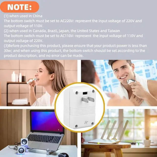 Alt view image 5 of 6 - Step Up Down Voltage Converter 70W, CN Plug 110V to 220V Travel | Portable ABS transformer, dual channel bidirectional conversion, ideal for 30W small appliances, lightweight compact design