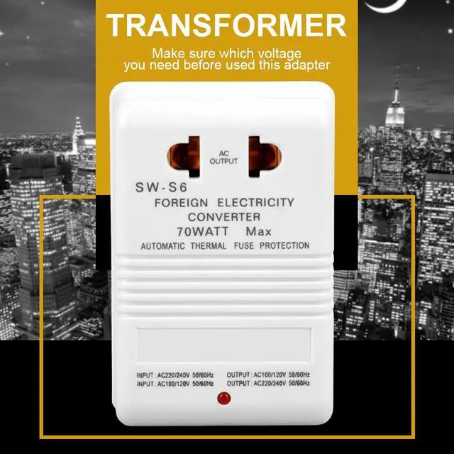 Alt view image 6 of 6 - Step Up Down Voltage Converter 70W, CN Plug 110V to 220V Travel | Portable ABS transformer, dual channel bidirectional conversion, ideal for 30W small appliances, lightweight compact design