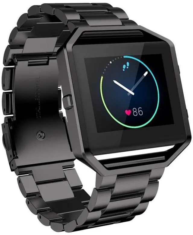 Main image of Compatible for Fitbit Blaze With Frame - Stainless Steel Adjustable Metal Wristband Bracelet Replacement Strap for Smart Watch - for Women and Men