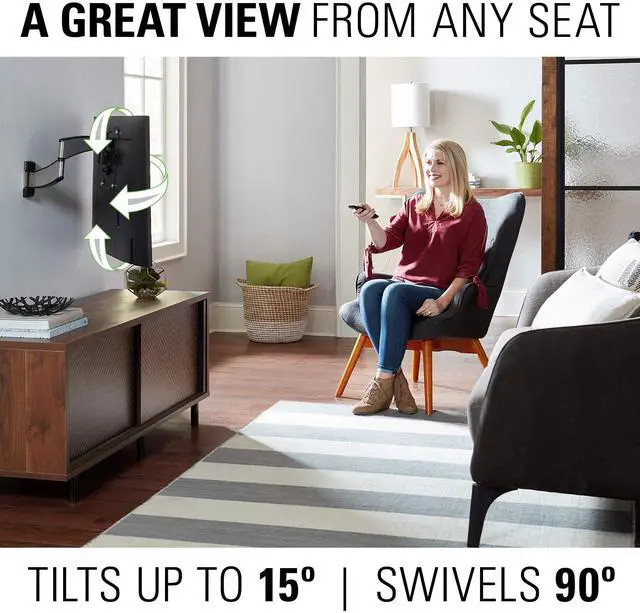 Alt view image 3 of 7 - Premium Full Motion TV Wall Mount for 19" - 40" TVs - Stainless Steel Finish with FluidMotion Design for Smooth Extension, Swivel and Tilt- Low Profile TV Bracket with Easy 3 Step Install