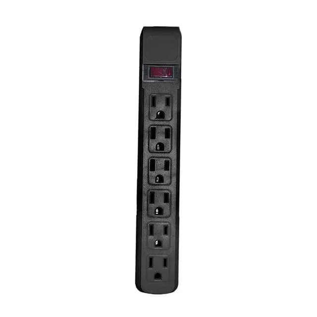Alt view image 3 of 3 - 10 Feet Power Cable with 6 Outlets Surge Protector, Flat Rotating Plug, Horizontal Outlets, Black, 1 Pack