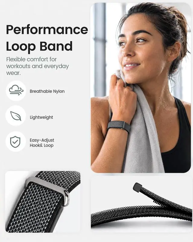 Alt view image 3 of 6 - 2 Pack Nylon Sport Bands Compatible with Google Fitbit Air Band | Soft Breathable Micro-Adjustable Performance Loop Band Replacement Wristbands for Fitbit Air Tracker