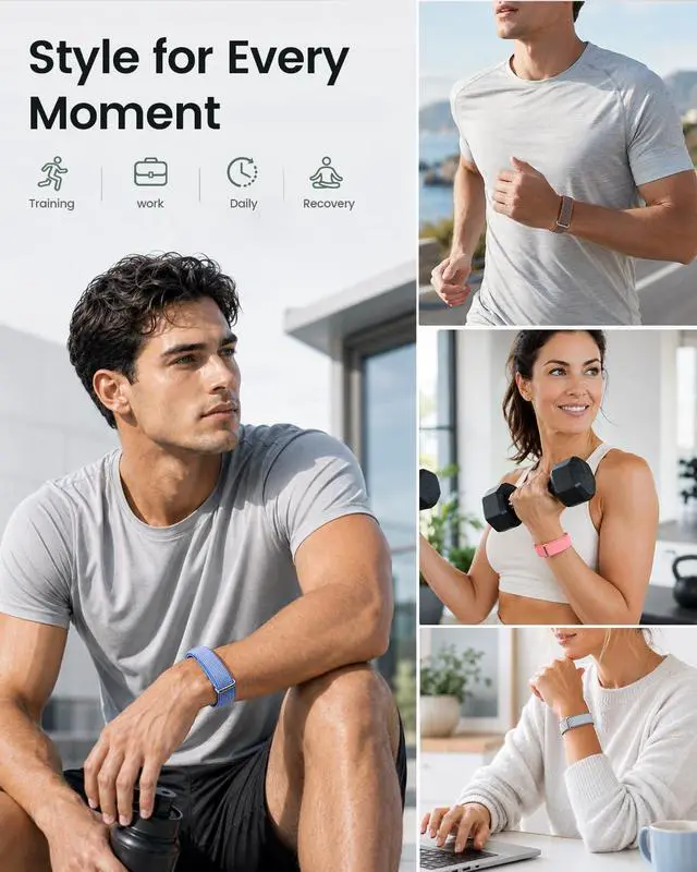 Alt view image 6 of 6 - 2 Pack Nylon Sport Bands Compatible with Google Fitbit Air Band | Soft Breathable Micro-Adjustable Performance Loop Band Replacement Wristbands for Fitbit Air Tracker