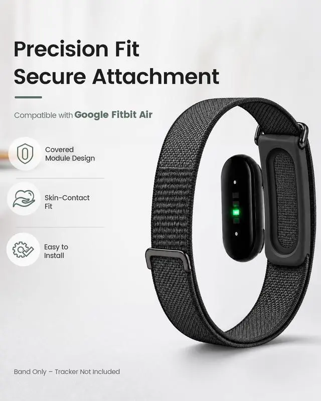 Alt view image 2 of 6 - 2 Pack Nylon Sport Bands Compatible with Google Fitbit Air Band | Soft Breathable Micro-Adjustable Performance Loop Band Replacement Wristbands for Fitbit Air Tracker