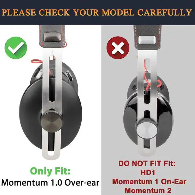 Alt view image 2 of 7 - Earpads for Sennheiser Momentum 1.0 Over-Ear Headphones - Black | Not fit Momentum 1.0 ON-Ear Headphones
