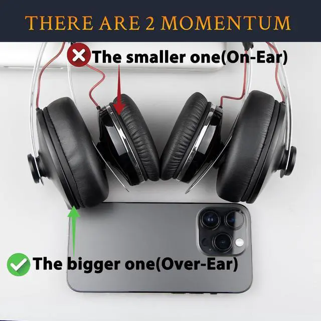 Alt view image 3 of 7 - Earpads for Sennheiser Momentum 1.0 Over-Ear Headphones - Black | Not fit Momentum 1.0 ON-Ear Headphones