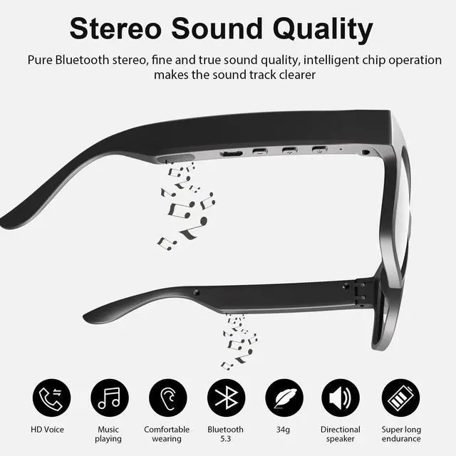 Alt view image 6 of 6 - Smart Glasses, Bluetooth Sunglasses for Men and Women Dual Speakers and Hands-Free Calling, Polarized Lenses, Apply to Outdoor Sports,Travel, Drive Listening to Music
