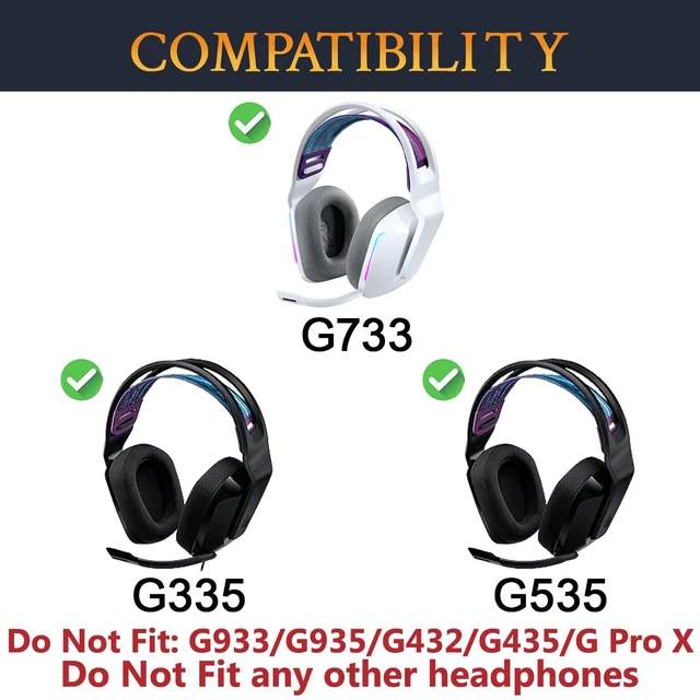 Alt view image 2 of 6 - Mesh Fabric Professional Earpads Replacement for Logitech G733 G535 G335 Lightspeed Wireless Gaming Headset, Ear Pads Cushions with Comfort Noise Isolation Foam - Grey