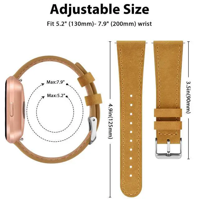 Alt view image 3 of 7 - Band Compatible with Fitbit Versa 2 Bands - Genuine Leather Band Replacement Strap for Women & Men