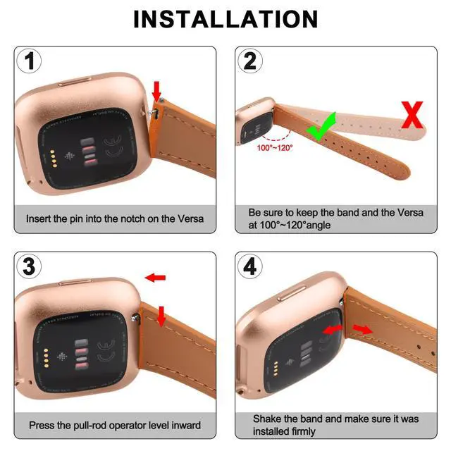 Alt view image 6 of 7 - Band Compatible with Fitbit Versa 2 Bands - Genuine Leather Band Replacement Strap for Women & Men