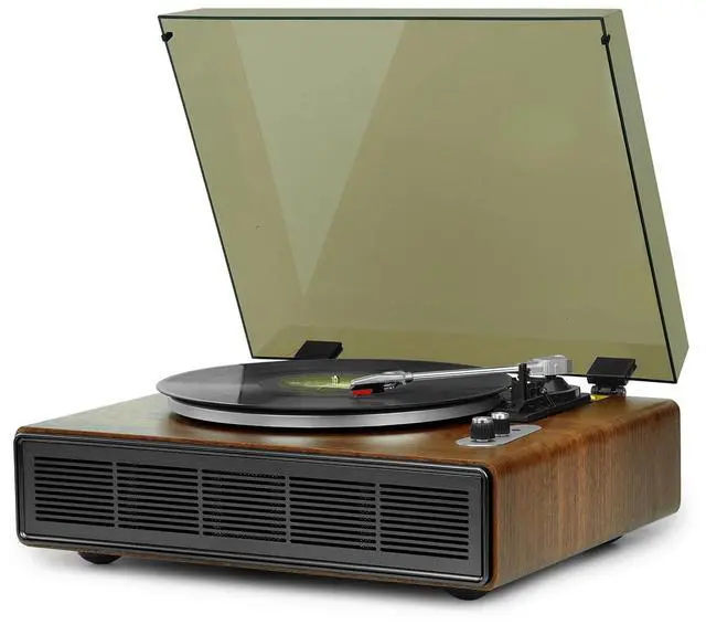Main image of Vinyl Record Player with Bluetooth Input and Output, 3Speed Turntable with Builtin Speakers, RCA and AUX Connections, Retro Design for Home Audio