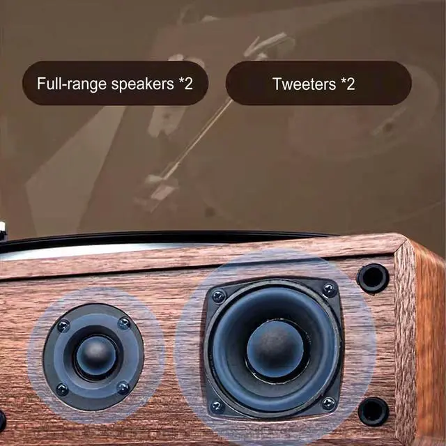 Alt view image 4 of 6 - Vinyl Record Player with Bluetooth Input and Output, 3Speed Turntable with Builtin Speakers, RCA and AUX Connections, Retro Design for Home Audio