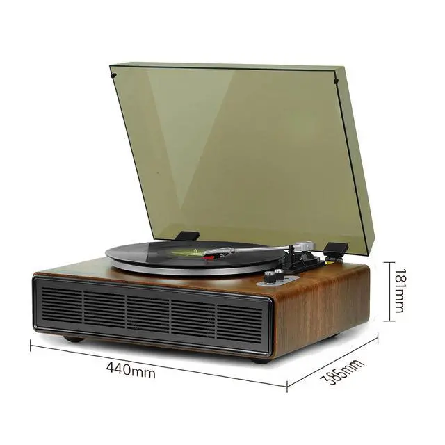 Alt view image 6 of 6 - Vinyl Record Player with Bluetooth Input and Output, 3Speed Turntable with Builtin Speakers, RCA and AUX Connections, Retro Design for Home Audio